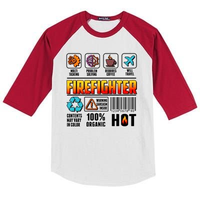 Funny Firefighter Warning Label Kids Colorblock Raglan Jersey