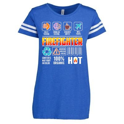 Funny Firefighter Warning Label Enza Ladies Jersey Football T-Shirt