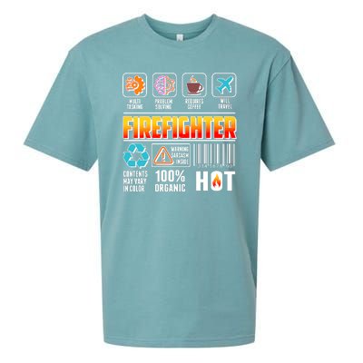 Funny Firefighter Warning Label Sueded Cloud Jersey T-Shirt