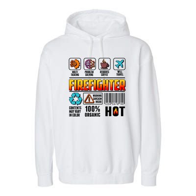 Funny Firefighter Warning Label Garment-Dyed Fleece Hoodie