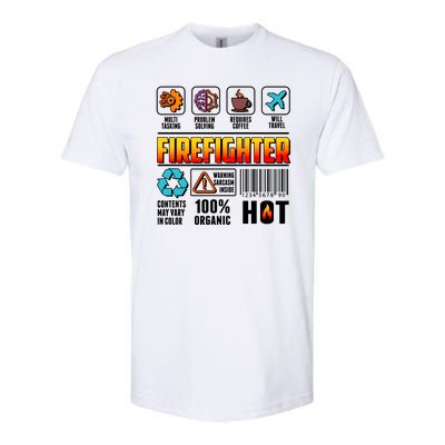 Funny Firefighter Warning Label Softstyle CVC T-Shirt