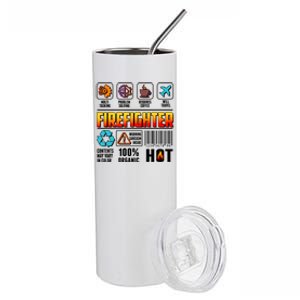 Funny Firefighter Warning Label Stainless Steel Tumbler