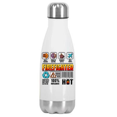 Funny Firefighter Warning Label Stainless Steel Insulated Water Bottle