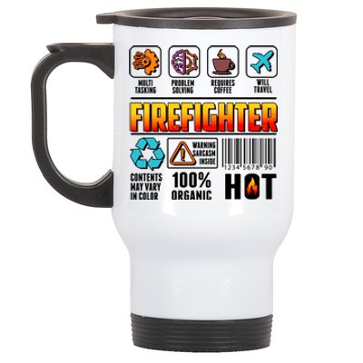 Funny Firefighter Warning Label Stainless Steel Travel Mug