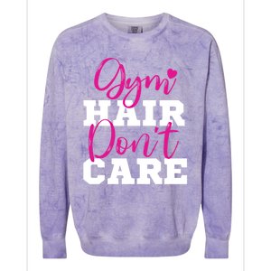 Funny Fitness Workout Gym Hair Don't Care Gift Colorblast Crewneck Sweatshirt