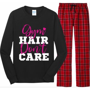 Funny Fitness Workout Gym Hair Don't Care Gift Long Sleeve Pajama Set