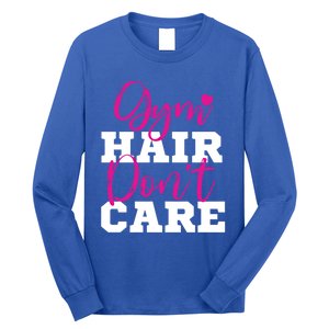 Funny Fitness Workout Gym Hair Don't Care Gift Long Sleeve Shirt