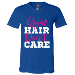 Funny Fitness Workout Gym Hair Don't Care Gift V-Neck T-Shirt