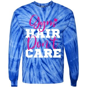 Funny Fitness Workout Gym Hair Don't Care Gift Tie-Dye Long Sleeve Shirt