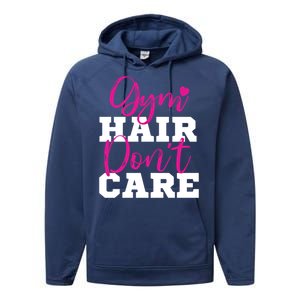 Funny Fitness Workout Gym Hair Don't Care Gift Performance Fleece Hoodie