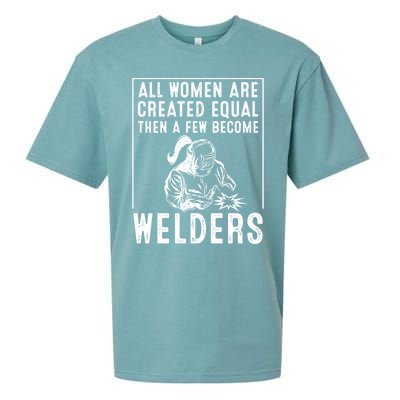 Funny Female Welder Gift Cool Proud Metalworkers Gift Sueded Cloud Jersey T-Shirt