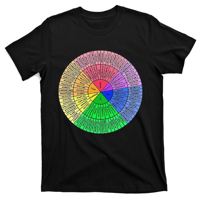 Funny Feelings Wheel Emotion Chart Mental Health Therapy Chart Gift T-Shirt