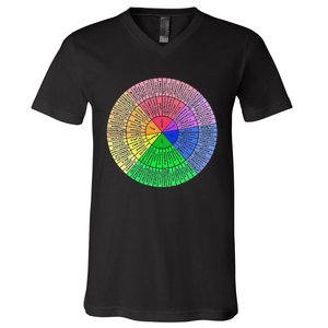 Funny Feelings Wheel Emotion Chart Mental Health Therapy Chart Gift V-Neck T-Shirt