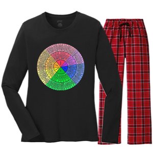 Funny Feelings Wheel Emotion Chart Mental Health Therapy Chart Gift Women's Long Sleeve Flannel Pajama Set 