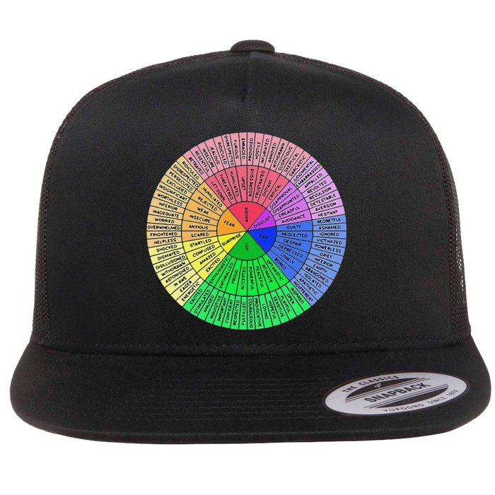 Funny Feelings Wheel Emotion Chart Mental Health Therapy Chart Gift Flat Bill Trucker Hat