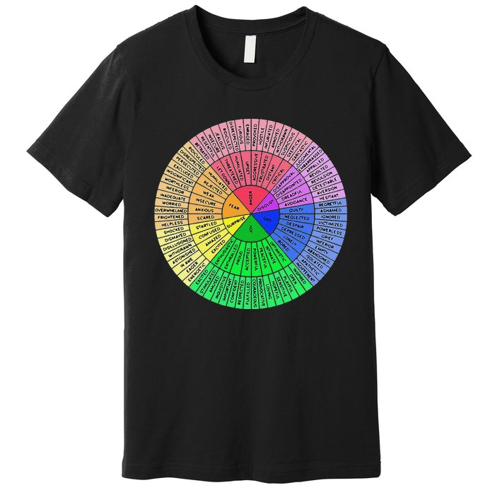 Funny Feelings Wheel Emotion Chart Mental Health Therapy Chart Gift Premium T-Shirt