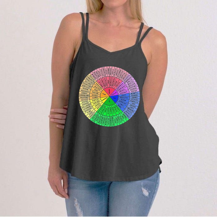 Funny Feelings Wheel Emotion Chart Mental Health Therapy Chart Gift Women's Strappy Tank