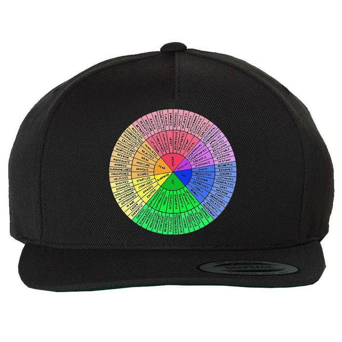 Funny Feelings Wheel Emotion Chart Mental Health Therapy Chart Gift Wool Snapback Cap