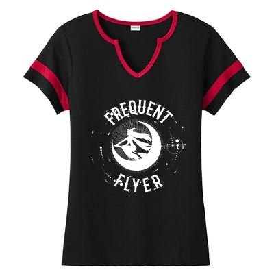 Frequent Flyer Witch Pagan Wicca Gift Ladies Halftime Notch Neck Tee