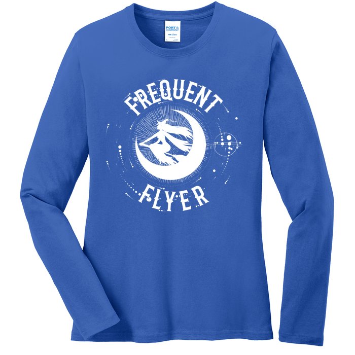 Frequent Flyer Witch Pagan Wicca Gift Ladies Long Sleeve Shirt