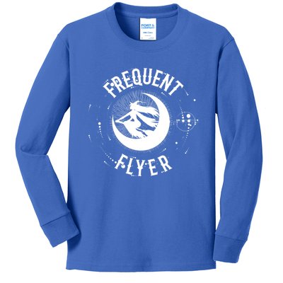 Frequent Flyer Witch Pagan Wicca Gift Kids Long Sleeve Shirt