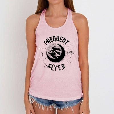 Frequent Flyer Witch Pagan Wicca Gift Women's Knotted Racerback Tank