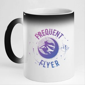 Frequent Flyer Witch Pagan Wicca Funny Gift 11oz Black Color Changing Mug