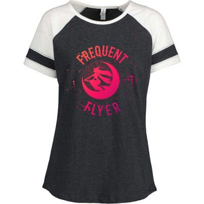 Frequent Flyer Witch Pagan Wicca Funny Gift Enza Ladies Jersey Colorblock Tee