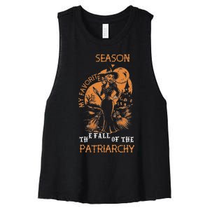 Funny Feminist Witch My Favorite Season Witches Halloween Women's Racerback Cropped Tank