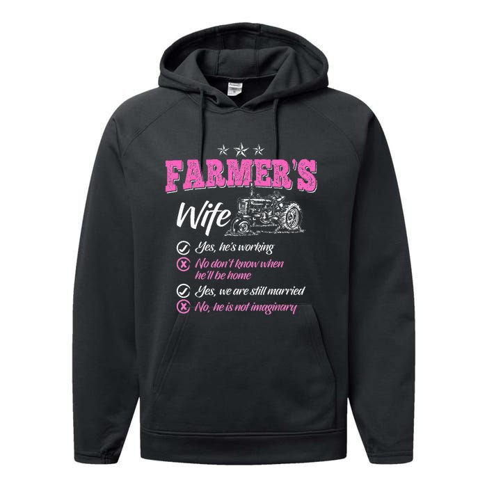 Funny Farmer  Wife of a Farmer Rancher Performance Fleece Hoodie