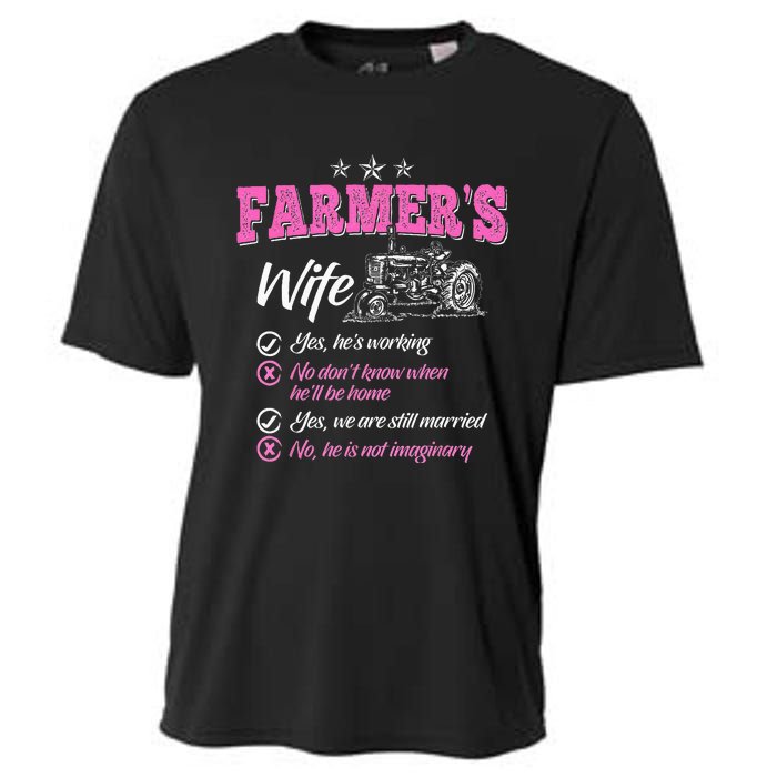 Funny Farmer  Wife of a Farmer Rancher Cooling Performance Crew T-Shirt