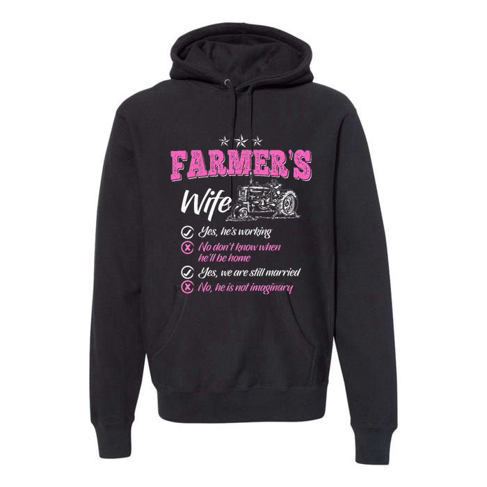 Funny Farmer  Wife of a Farmer Rancher Premium Hoodie