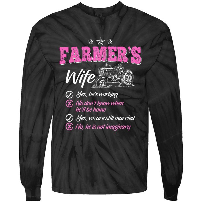 Funny Farmer  Wife of a Farmer Rancher Tie-Dye Long Sleeve Shirt