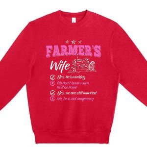 Funny Farmer  Wife of a Farmer Rancher Premium Crewneck Sweatshirt