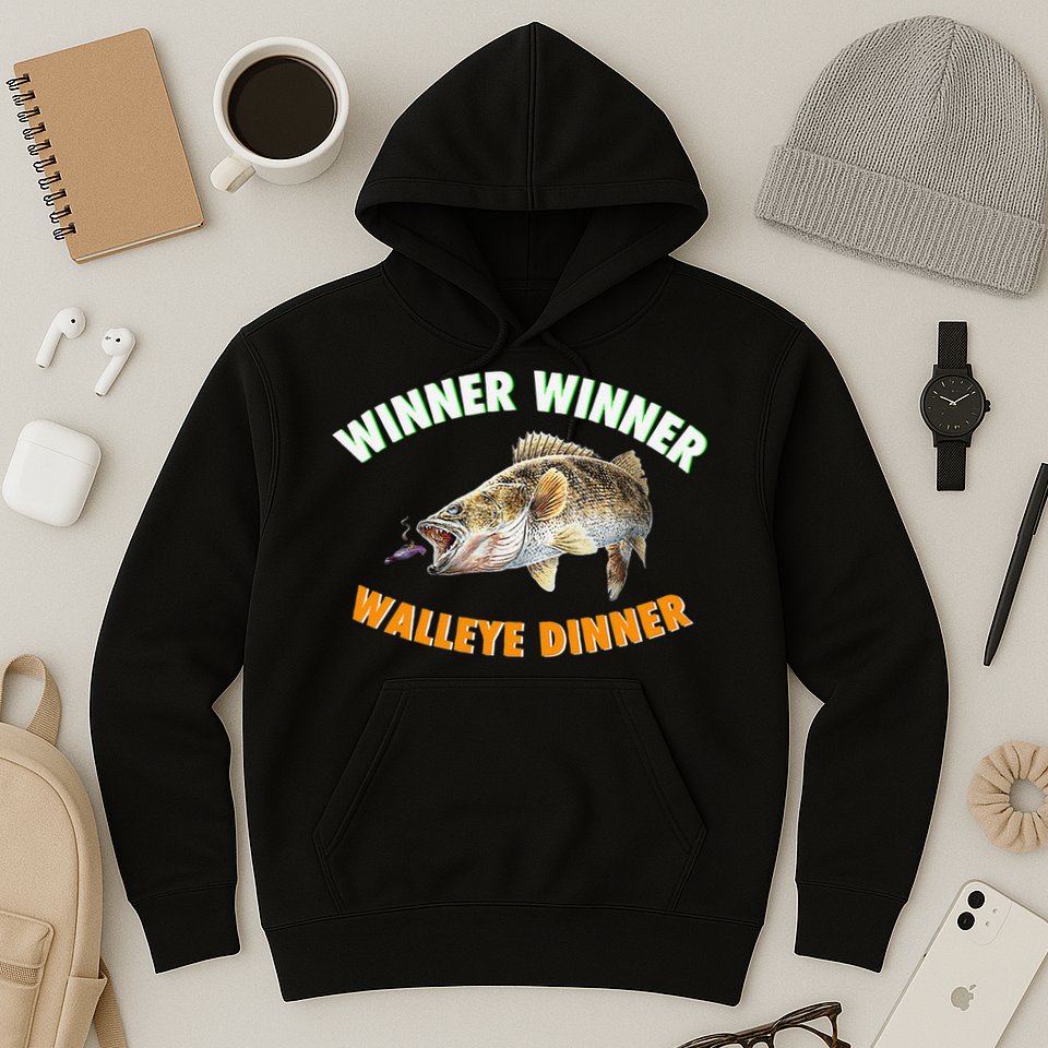 Funny Fishing WINNER WINNER WALLEYE DINNER Fish Fry Hoodie