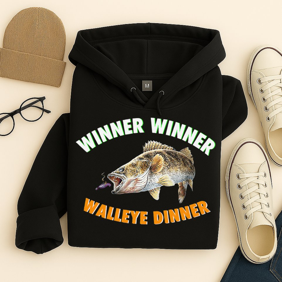 Funny Fishing WINNER WINNER WALLEYE DINNER Fish Fry Hoodie