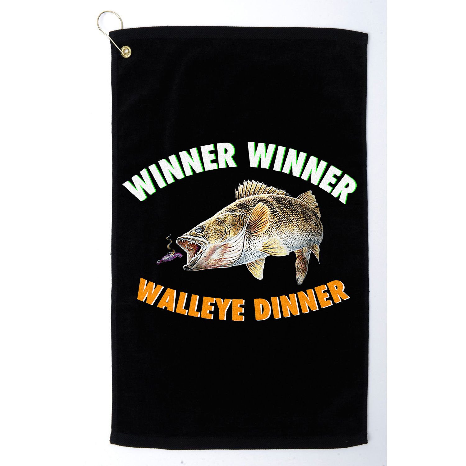 Funny Fishing WINNER WINNER WALLEYE DINNER Fish Fry Golf Towel