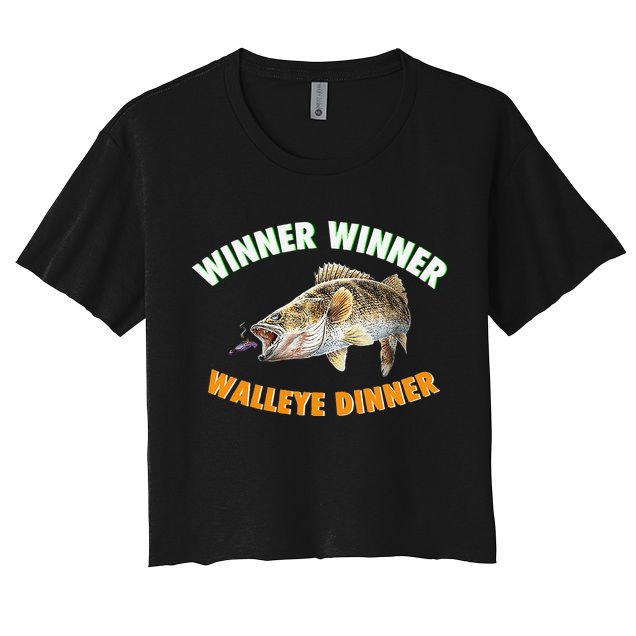 Funny Fishing WINNER WINNER WALLEYE DINNER Fish Fry Crop Top