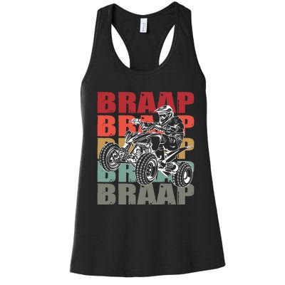 Funny Four Wheeler Quad Riding Atv Rider Racing Vintage Gift Women's Racerback Tank