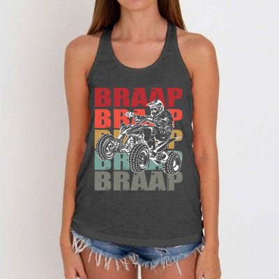 Funny Four Wheeler Quad Riding Atv Rider Racing Vintage Gift Women's Knotted Racerback Tank