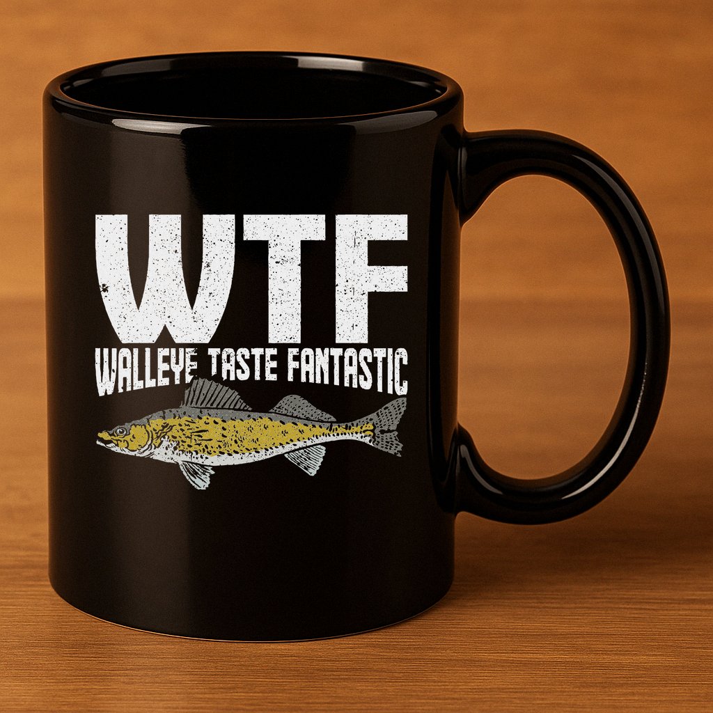 Funny Fisherman Wtf Walleye Taste Fantastic Walleye Fishing 11oz C Handle Ceramic Mug