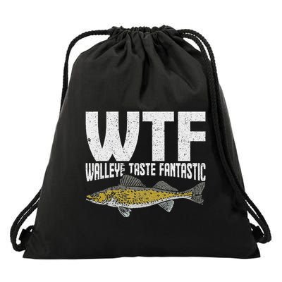 Funny Fisherman Wtf Walleye Taste Fantastic Walleye Fishing Drawstring Bag