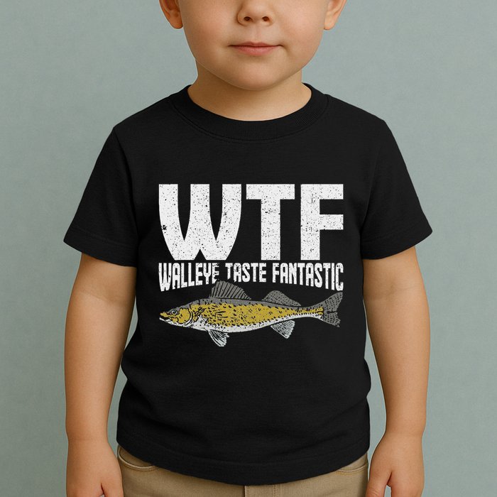 Funny Fisherman Wtf Walleye Taste Fantastic Walleye Fishing Toddler T-Shirt