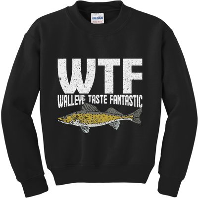 Funny Fisherman Wtf Walleye Taste Fantastic Walleye Fishing Kids Sweatshirt