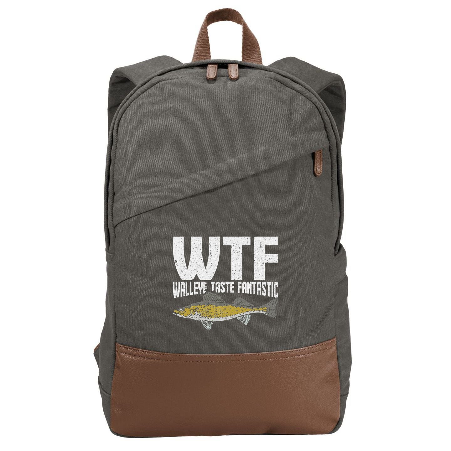 Funny Fisherman Wtf Walleye Taste Fantastic Walleye Fishing Cotton Canvas Backpack