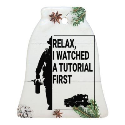 Funny Firefighter Watched Tutorial Retired Rookie Fireman Ceramic Bell Ornament