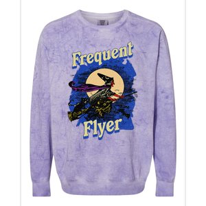 Frequent Flyer Witch Funny Halloween Witch Flyer Colorblast Crewneck Sweatshirt