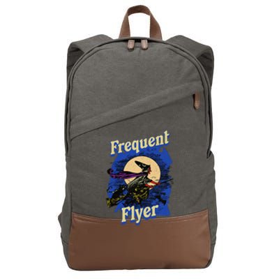 Frequent Flyer Witch Funny Halloween Witch Flyer Cotton Canvas Backpack