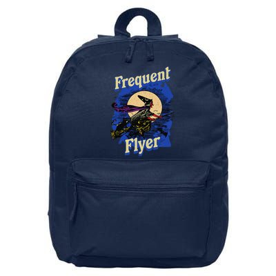 Frequent Flyer Witch Funny Halloween Witch Flyer 16 in Basic Backpack