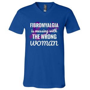 Fibromyalgia Fibro Warrior Meaningful Gift V-Neck T-Shirt